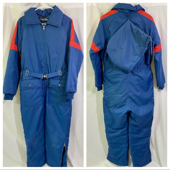 Vintage Sears Snowmobile Suit Medium Snow Suit Ski 70’s 80’s Blue - Picture 1 of 11